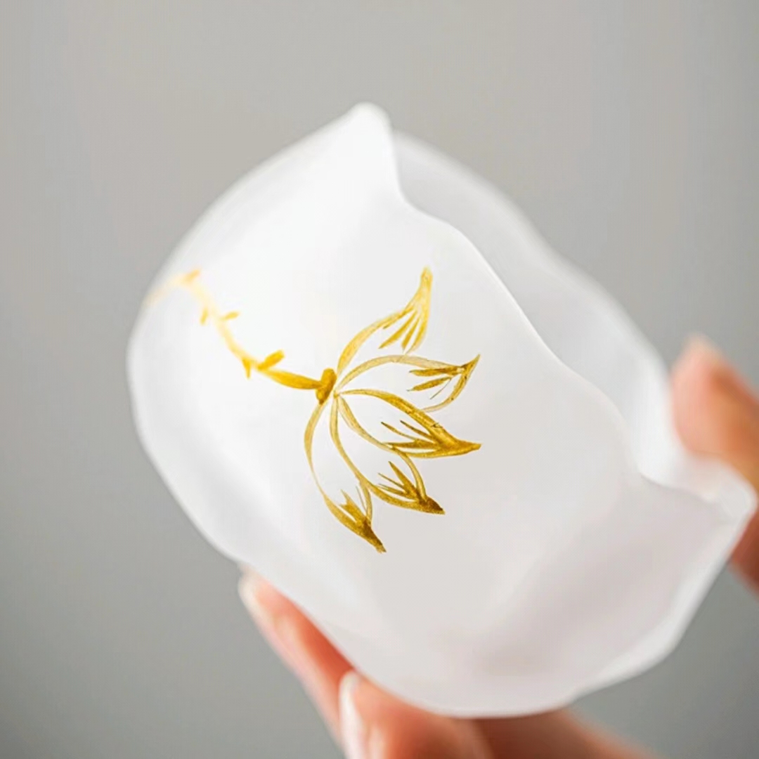 【汀和大福】磨砂玻璃主人杯帶杯墊女士精緻茶杯