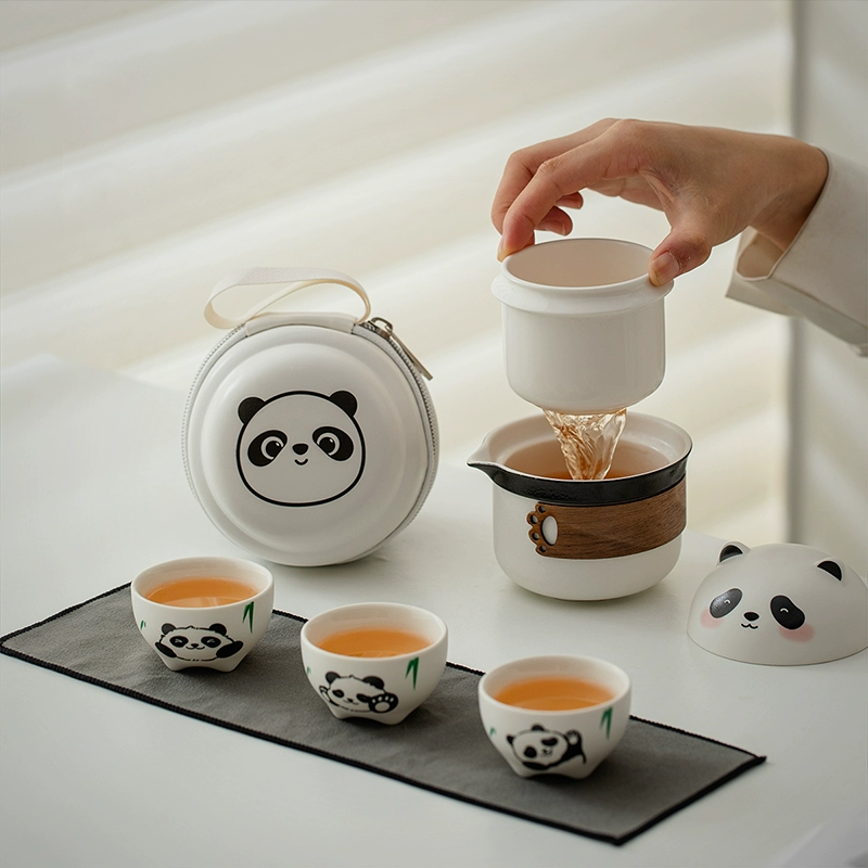 【汀和大福】熊貓旅行茶具便攜式一壺三杯
