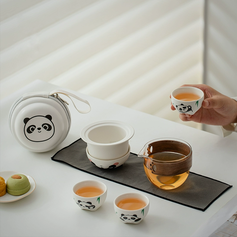 【汀和大福】熊貓旅行茶具便攜式一壺三杯