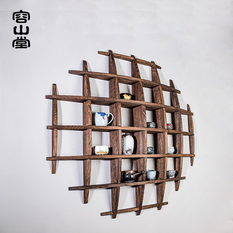 【汀和大福】「純手工匠製」傳統榫卯工藝桐木製作 防潮抗菌 復古多格壁掛式博古架